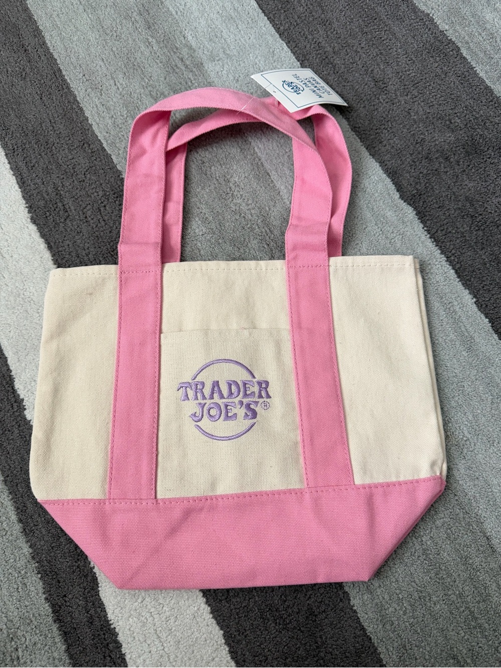 Trader Joe's Pink & Cream Canvas mini Tote